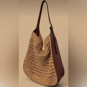MNG Mango Raffia/Leather/Natural Fibre Women’s Shoulder Bag